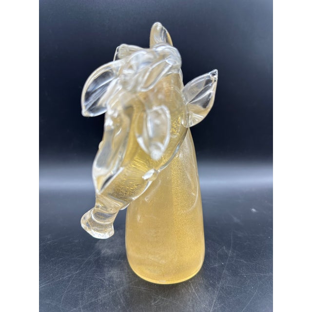 1950s Horse Head Sculpture in Sommerso Glass and Gold by Archimede Seguso, Murano, 1950s For Sale - Image 5 of 11