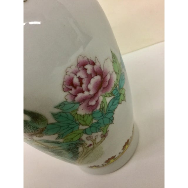Chinese Antique Chinese Hand Painted Peacock Vase For Sale - Image 3 of 11