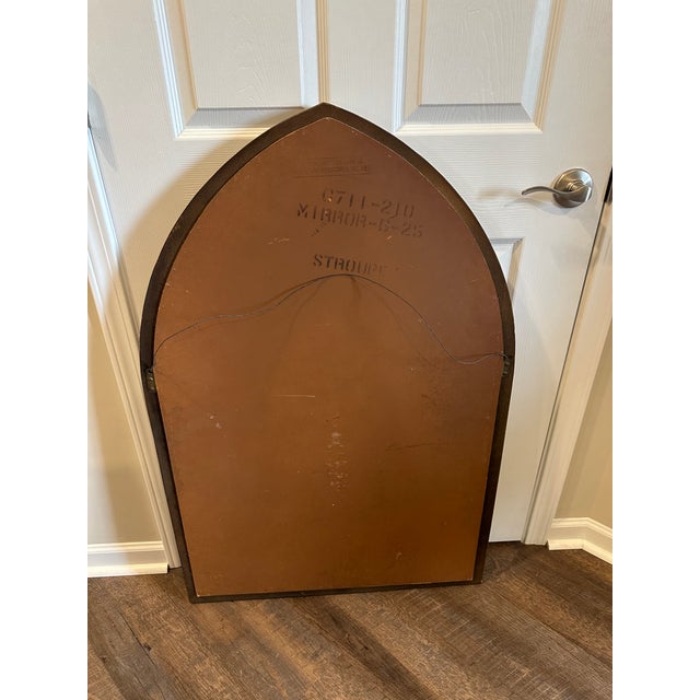 Mid-Century Modern 1970s Vintage Thomasville Furniture Solid Wood Gothic Cathedral Arched Wall Mirror For Sale - Image 3 of 4