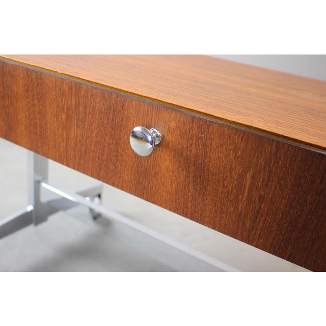 Danish Teak Rolling Media Cabinet Console Table, 1970s For Sale - Image 9 of 10