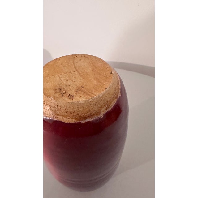 Antique Ox Blood Stoneware Vase Signed For Sale - Image 4 of 11