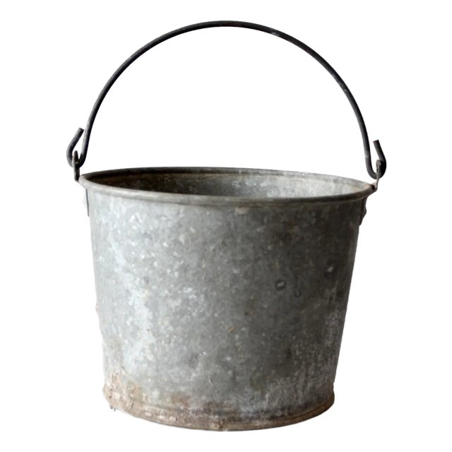 Vintage Galvanized Tin Bucket For Sale