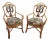 Rattan & Carved Wood Paint Decorated Arm Chairs - a Pair For Sale