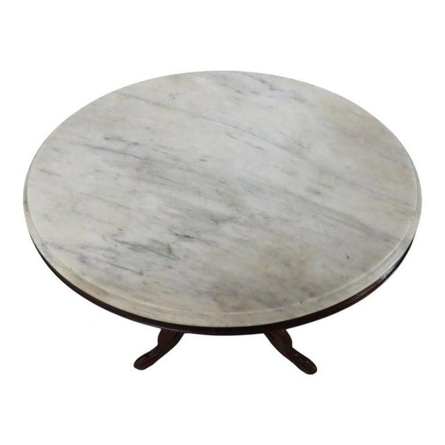 Wood Antique Eastlake Carved Walnut Oval Marble Top Table Unsigned C1890 For Sale - Image 7 of 10