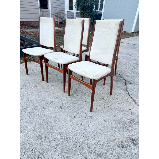 Brown Set of Five Danish Teak Dining Chairs in the Style of Schionning and Elgaard For Sale - Image 8 of 12