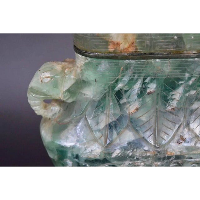 Chinese Chinese Green Carved Fluorite Vase, C. 1910 For Sale - Image 3 of 5
