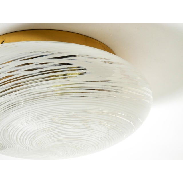 Gold Swirl Flush Mount in Glass and Brass Base, 1980s For Sale - Image 8 of 18