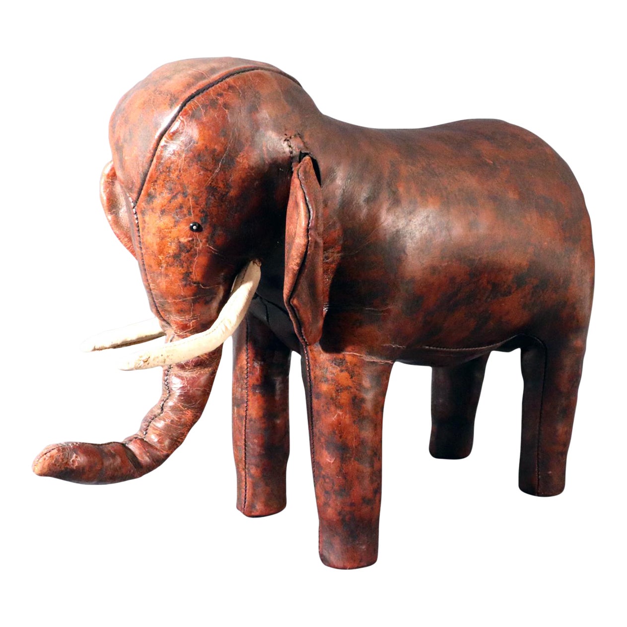 Vintage Dmitri Omersa Leather Elephant Stool Chairish