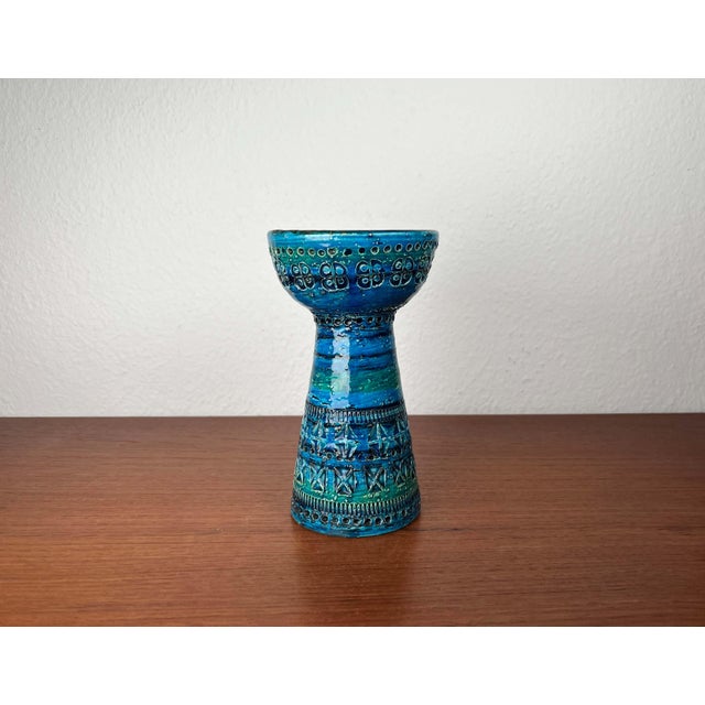 Mid-Century Modern Rimini Blue Pottery Candleholder by Aldo Londi for Bitossi, Italy, 1960s For Sale - Image 10 of 14