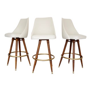 Mid-Century Hollywood Regency Bar Stools - Set of 3 For Sale