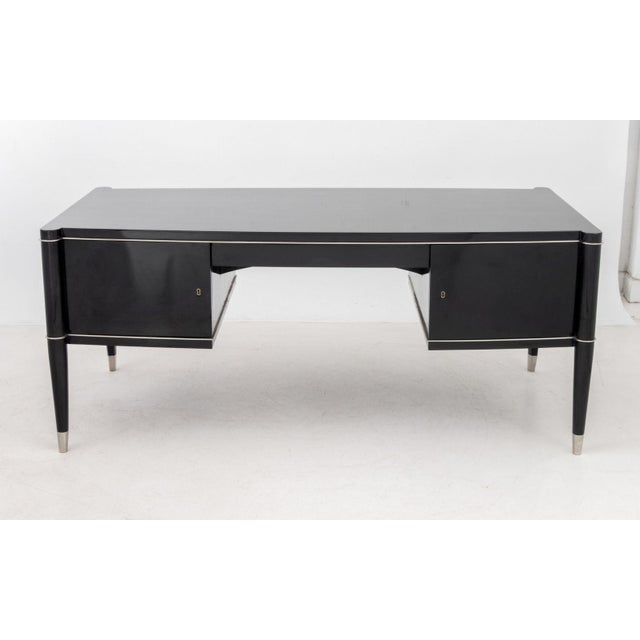 Black De Coene Freres Black Lacquered Desk For Sale - Image 8 of 11