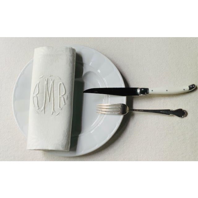 Antique French Chrysanthemum Damask Linen Dinner Napkins, Monogrammed Rmr, Set of 6 | C. 1910 For Sale - Image 11 of 18