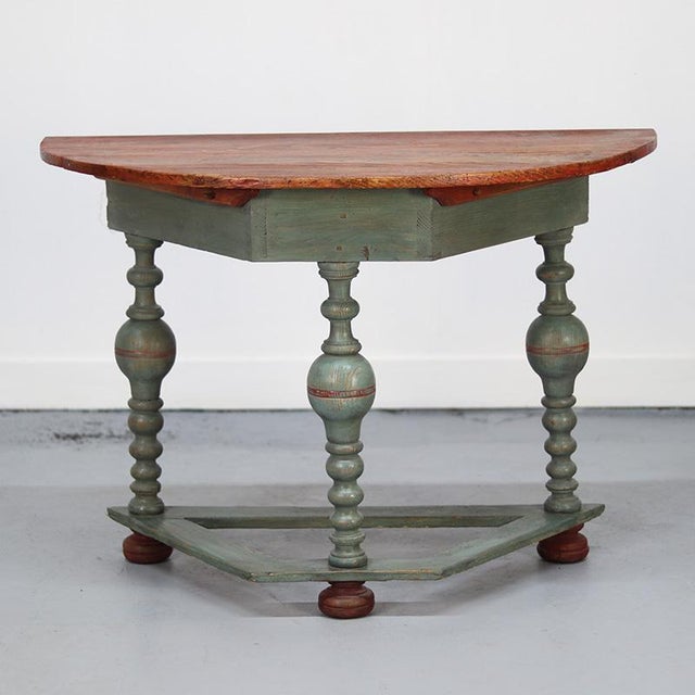 Antique Swedish Painted Folk Art Rustic Gustavian Side Table For Sale - Image 12 of 12