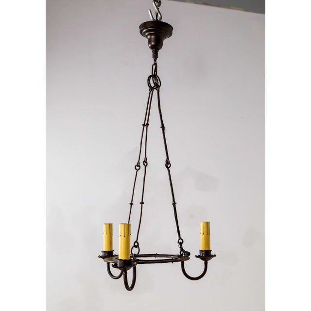 Early 20th Century Rustic Iron 3-Light Ring Chandelier For Sale - Image 10 of 10