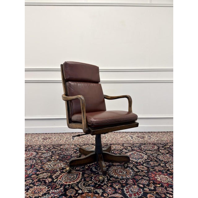 Brown English Chesterfield Office Chair in Burgundy For Sale - Image 8 of 8