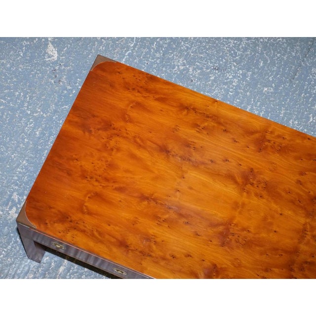 stunning burr yew & elm wood military campaign coffee table retailed by Harrods London. This piece was retailed through...