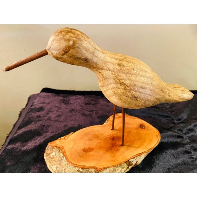 Hand Carved Wood Birds on Wooden Bases - a Pair For Sale - Image 10 of 13