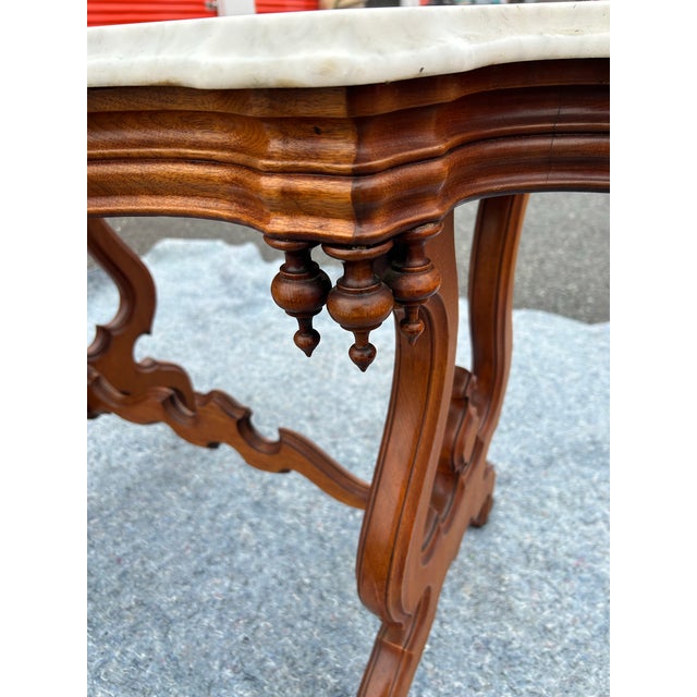 Victorian 1800s Antique Eastlake Table With Marble Top For Sale - Image 3 of 10