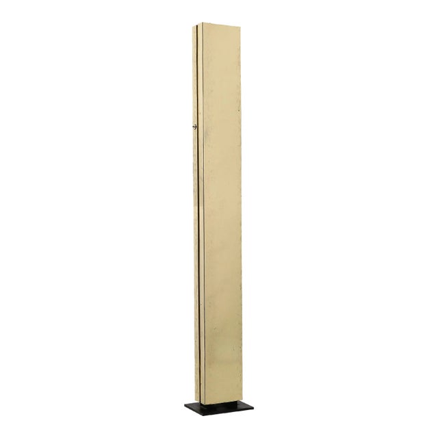Mid-Century Modernist Rectilinear Floor Lamp in Brass & Black Enamel For Sale