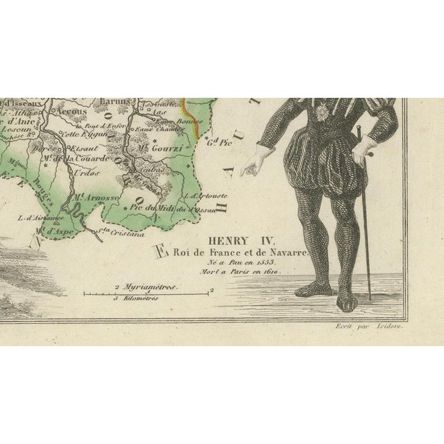 Antique Map of Basses-Pyrénées by Vuillemin, France, 1850 For Sale - Image 6 of 10