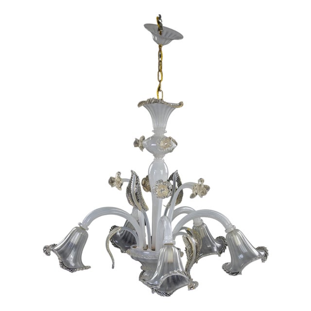 Mid-Century Murano Glass 5-Light Chandelier For Sale