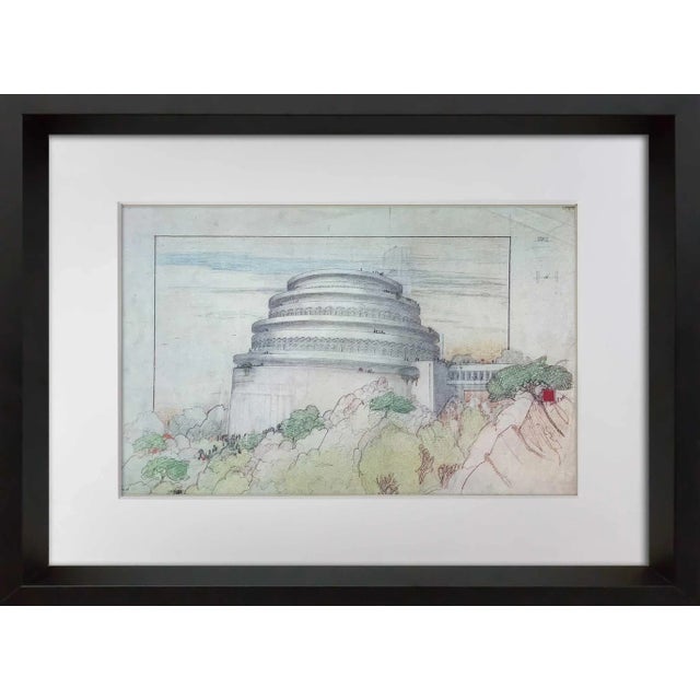 Gray Frank Lloyd Wright Lithograph #’ed Limited Ed. "Gordon Strong Planetarium" For Sale - Image 8 of 8