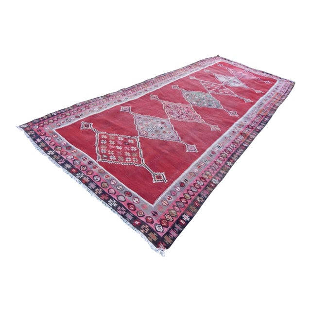 Muted Pastel Colors Authentic Handmade Wool Rug 5'8'' X 13'2'' For Sale