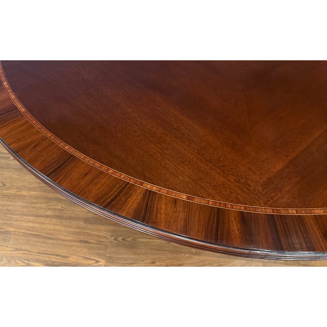 2020s Traditional 58” Diameter Mahogany Dining/Breakfast Table by Leighton Hall - Showroom Sample For Sale - Image 5 of 11