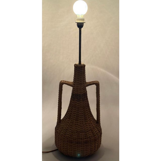 Large Mid-Century Handmade Floor Lamp in Rattan, 1960s For Sale - Image 3 of 16