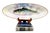 An elongated oval porcelain platter featuring a beautifully painted fish in teal, blue, and soft peach, surrounded by...