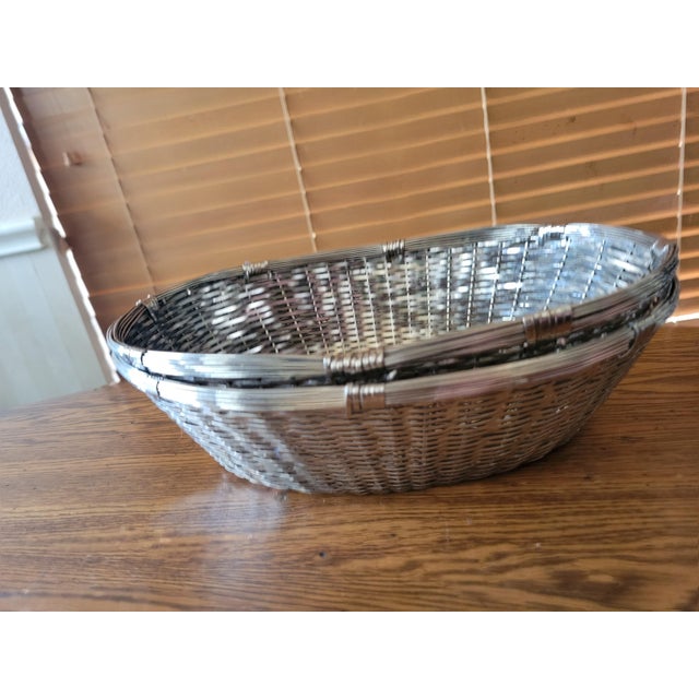 Vintage Woven Metal Basket For Sale In Dallas - Image 6 of 12