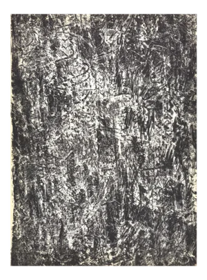 1960 Francois Fiedler 'Peinture' Abstract Black & White France Lithograph
