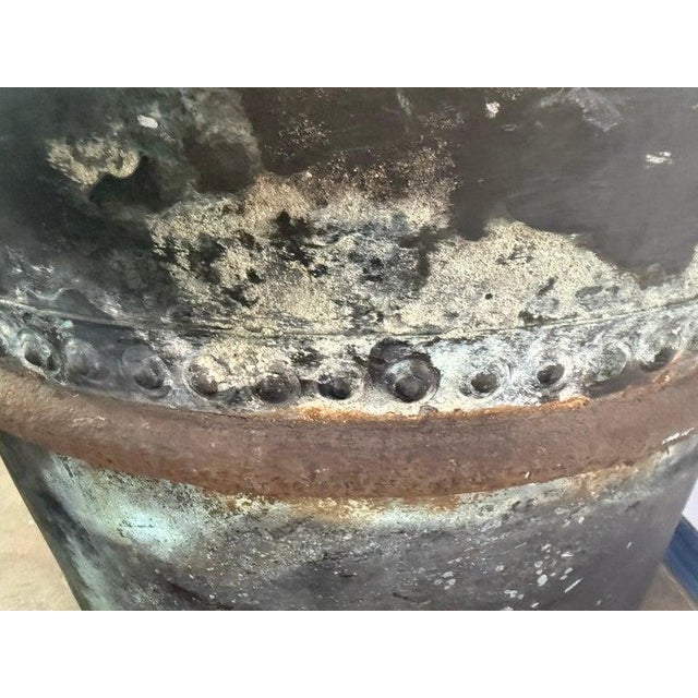 Antique Copper Storage Vessel With Verdigris Patina, 19th Century For Sale - Image 4 of 12