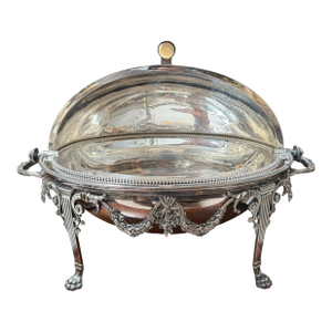 Huge Antique Atkin Brothers Silver Rotating Food Dome Serving Dish