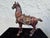 Vintage Pair of Patinated Bronze Horse Sculptures With Gilt Accents For Sale - Image 9 of 12