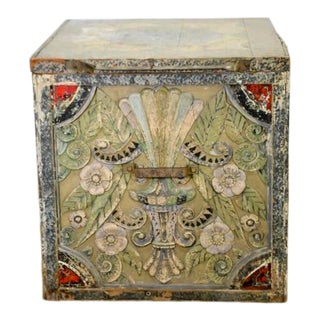 Early 20th Century, Paint Decorated and Carved Traveling Theater Trunk For Sale