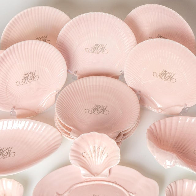 Victorian Antique Pink Porcelain 'Nautilus' Dessert Service by Wedgwood for John Mortlock, 1880s Victorian- 18 Pieces For Sale - Image 3 of 12