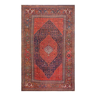 Wonderful Red and Blue Color With Rhombus Design Antique Bijar Rug For Sale