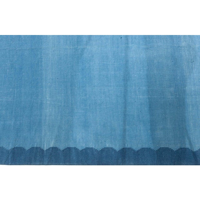 Textile Doris Leslie Blau Vintage Indian Dhurrie Blue Rug For Sale - Image 7 of 8