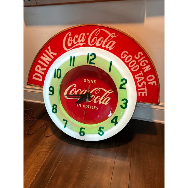 1950s Original Coca Cola Cleveland Neon Advertising Clock For Sale - Image 4 of 10