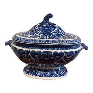 Antique Blue and White Spode Porcelain Tureen With Lid For Sale