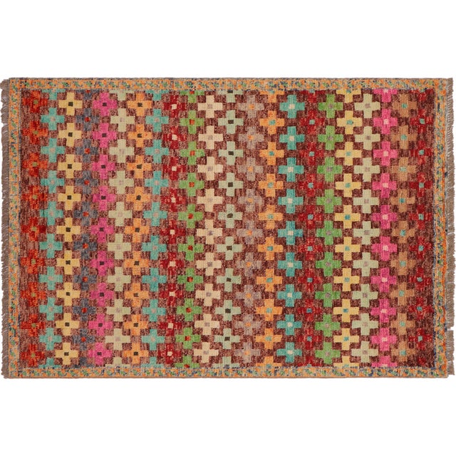 Shabby Chic Balochi Maroon/Blue Wool Rug - 3'4''x4'10'' For Sale - Image 10 of 11