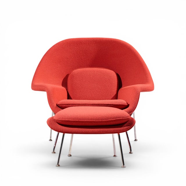 Eero Saarinen for Knoll Mid Century Womb Chair with Ottoman The chair measures: 41 wide x 36 deep x 37 high, with a seat...