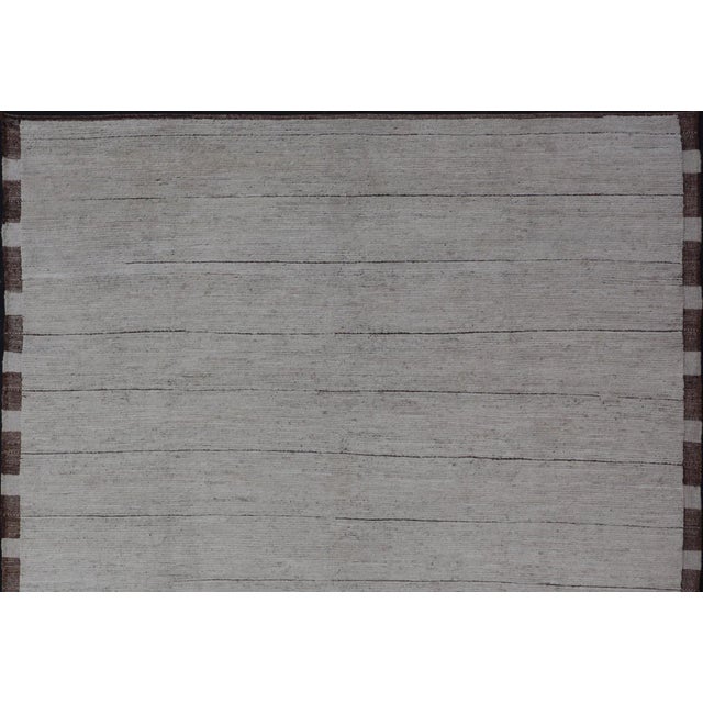 Minimalist Modern Rug With Subtle Horizontal Lines Rug by Keivan Woven Arts For Sale - Image 9 of 12