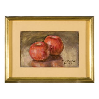 Mid-Century 1950s Italian Signed and Dated Still Life with Apples For Sale