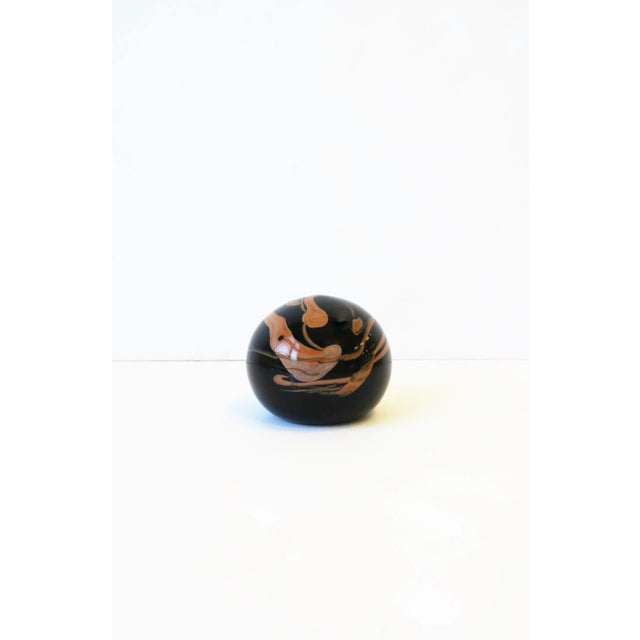 1970s Modern Black Art Glass Paperweight or Decorative Object Sphere For Sale - Image 4 of 13