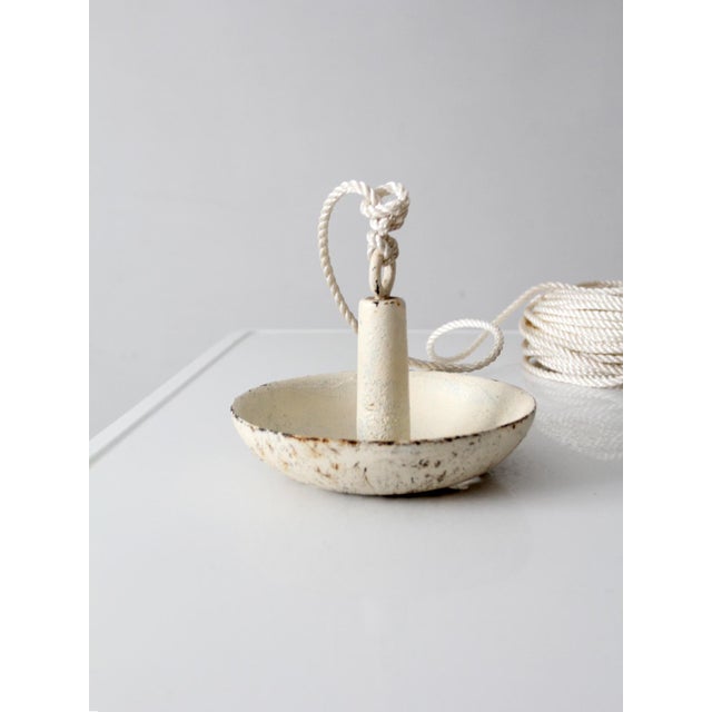 Rustic Vintage Cast Iron Mushroom Boat Anchor With Rope For Sale - Image 3 of 12