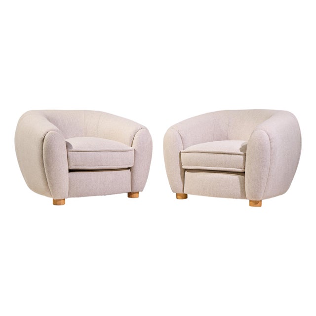 Jean Royère Style Mid Century Polar Bear Lounge Chairs - Pair For Sale