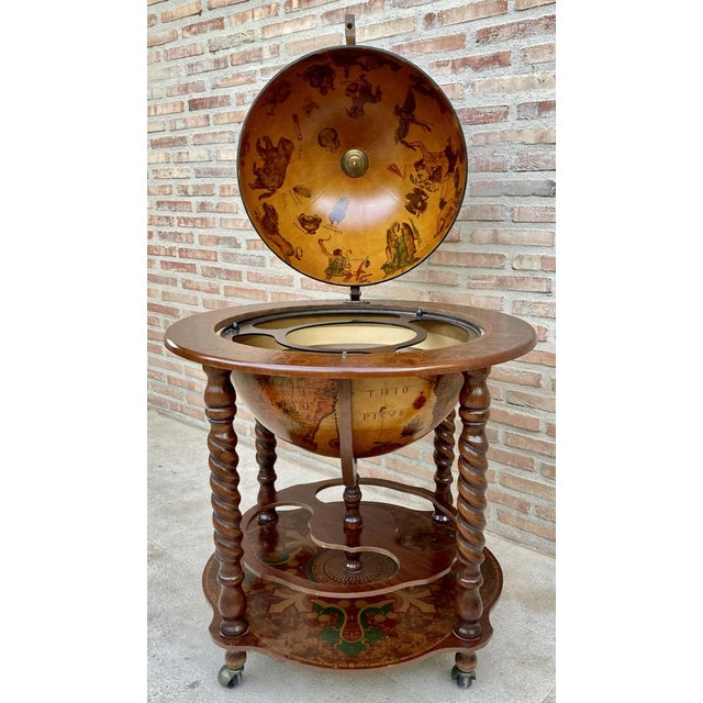 1960s Vintage Italian World Globe Dry Bar, 1960s For Sale - Image 5 of 14