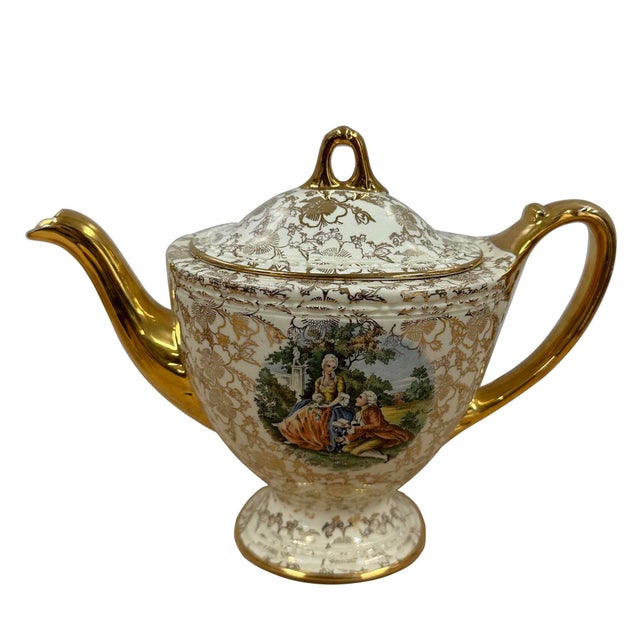 Vintage Homer Laughlin Eggshell Georgian Tea Set, 22-Karat Gold Gilt For Sale - Image 10 of 13
